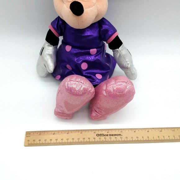 Disney Ty Sparkle Minnie Mouse Purple Dress Pink Polka Dot Collectable 16" Clean - Picture 5 of 12
